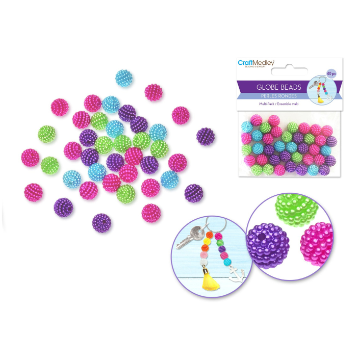 Perles rondes 10mm couleurs vives (paquet de 40)