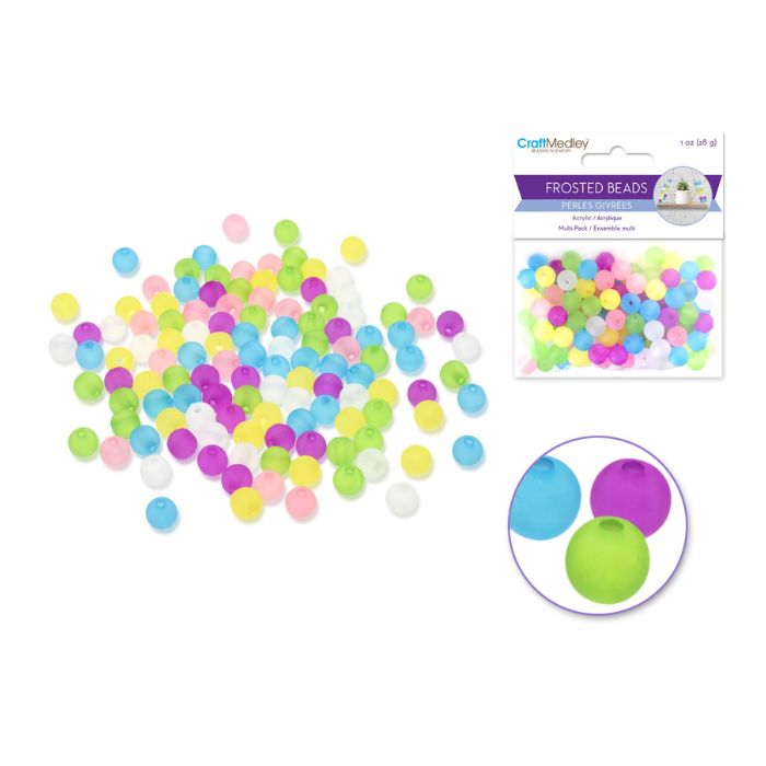Perles rondes 8 mm givrées (28 g)
