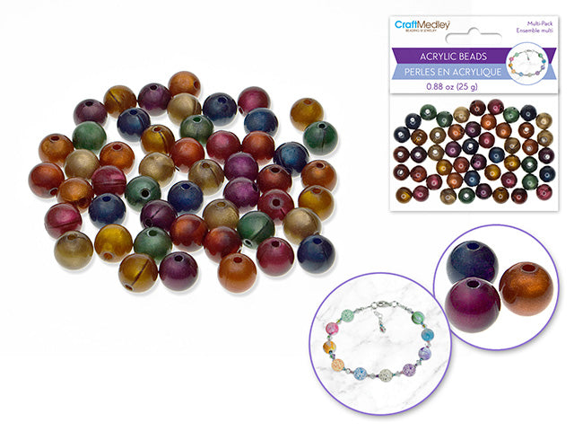 Perle en acrylique 10 mm 25 g marbré métallique
