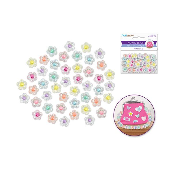 Perles en acrylique 25 g forme de fleurs