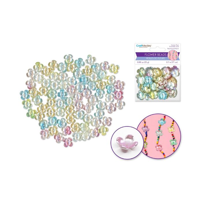 Perle en plastique 25 g fleur pastel