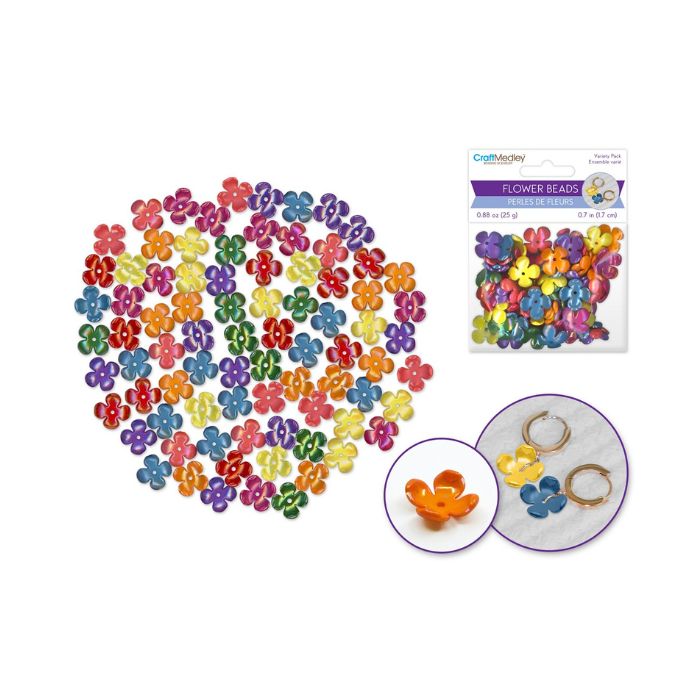 Perle en plastique 25 g fleur multicolore