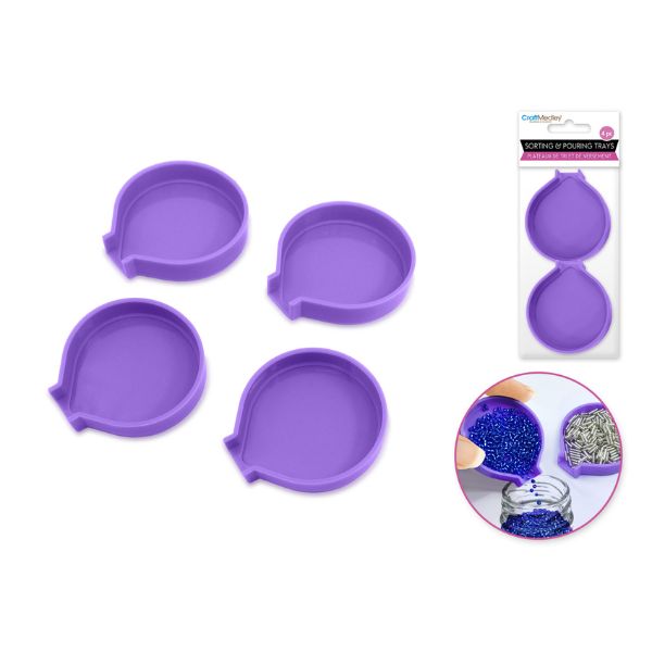 Plateau de tri et de versement en silicone mauve pour Broderie de diamant (Diamond painting)