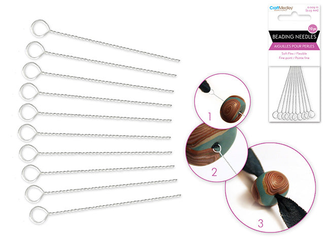 Aiguille à enfiler pour perles 0,23 mm (paquet de 10)