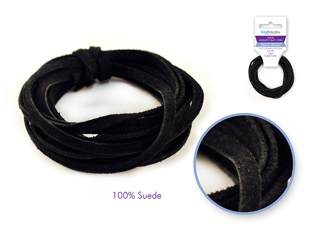 Fil de suède plat 3 mm x 2 m noir