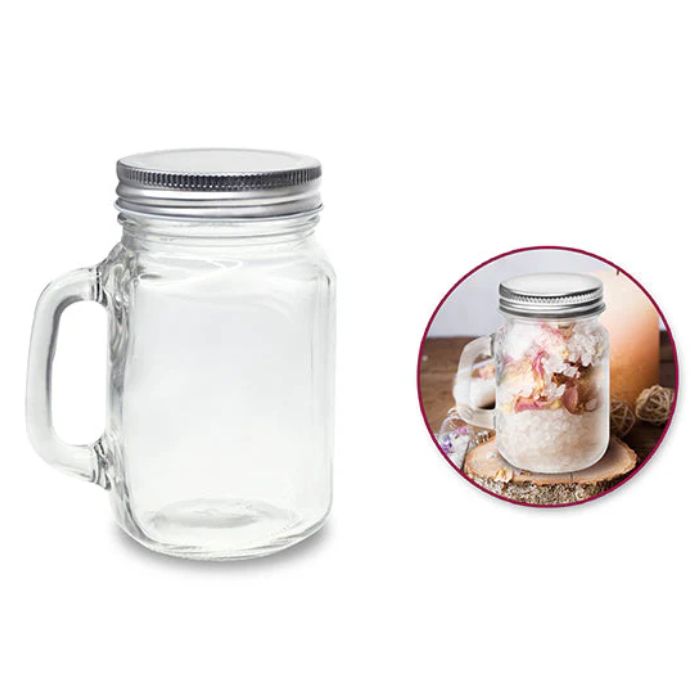 Jarre en verre style Mason avec poignée 480 ml