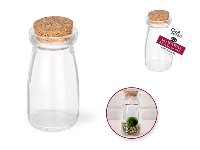 Bouteille en verre avec bouchon de liège 4 po