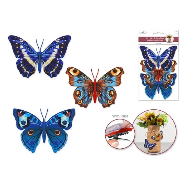 Papillons sur pince 11 cm x 8 cm (paquet de 3)