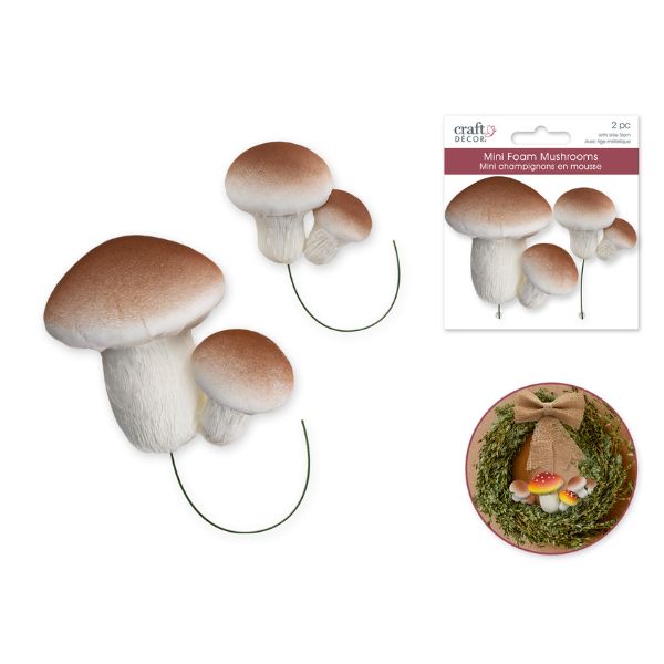 Champignon en mousse sur pic brun (paquet de 2)