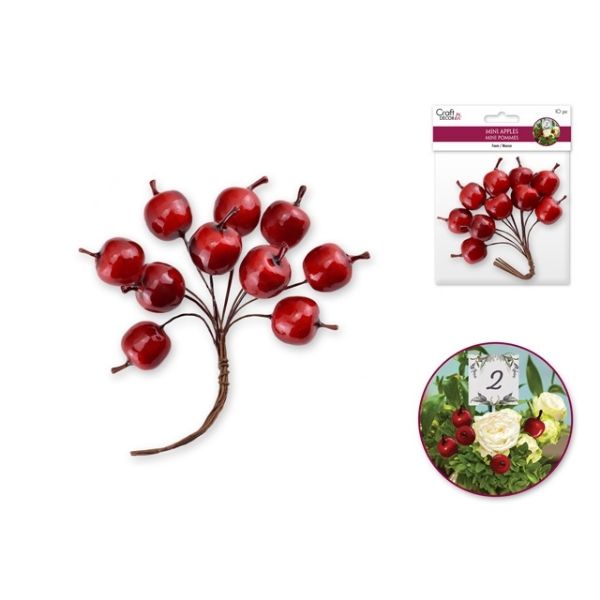 Pomme rouge en mousse sur fil de fer 2 cm (paquet de 10)
