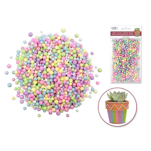 Mini billes 5 mm en mousse scintillante 25 g pastel