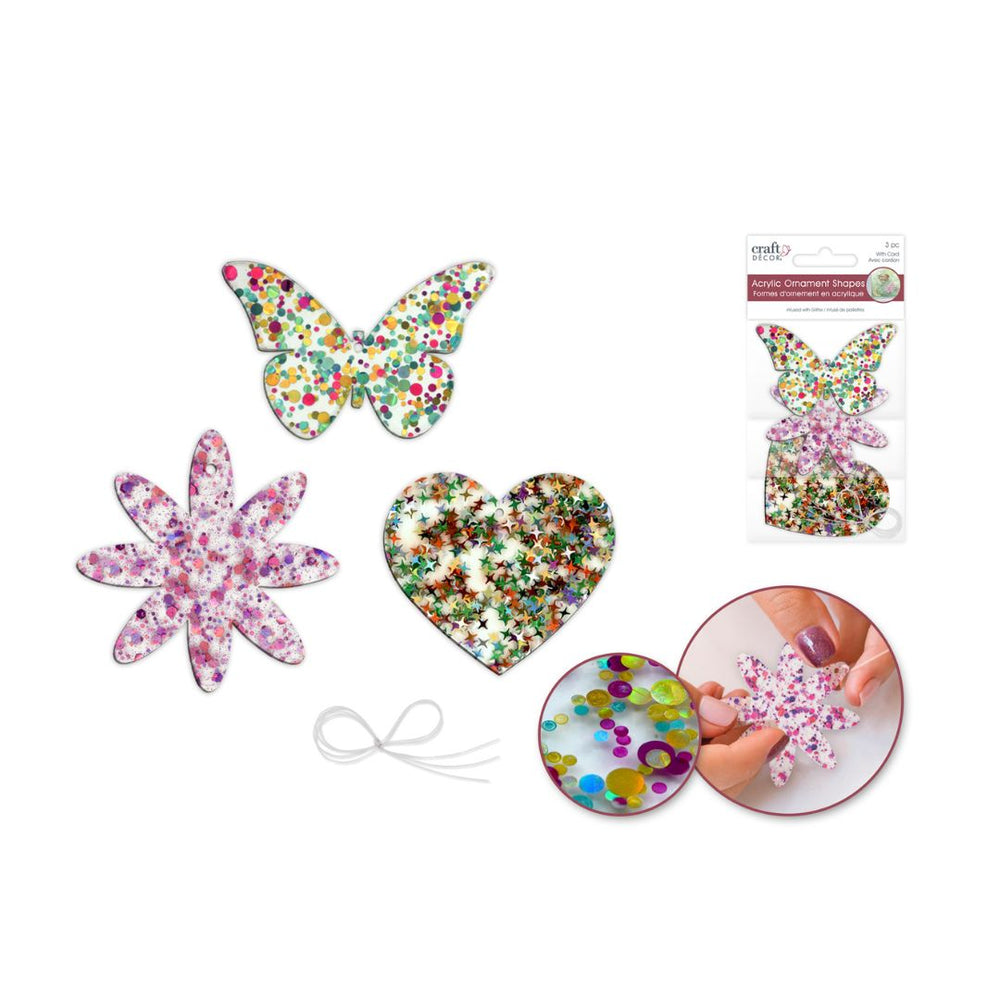 Ornement en acrylique brillant 5-6 cm chic (paquet de 3)