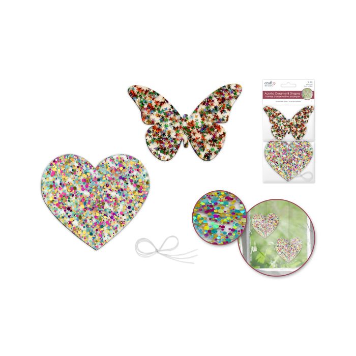 Ornement en acrylique brillant 8-10 cm chic (paquet de 2)