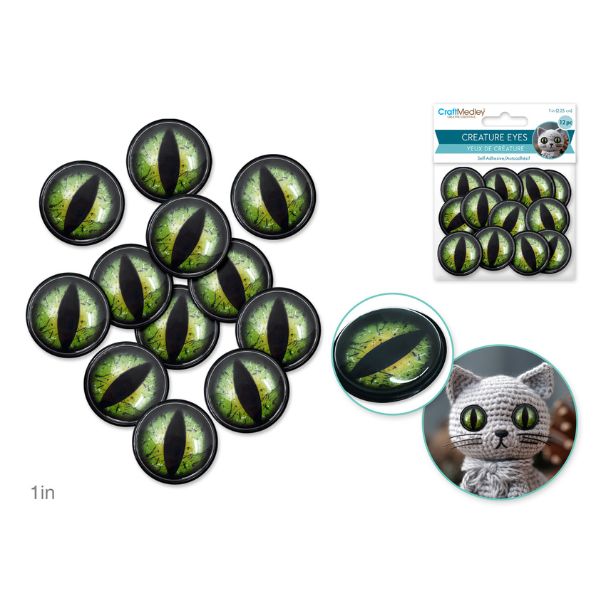 Yeux de créature 1 po autocollants (paquet de 12)