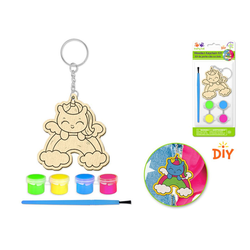 Ensemble de porte-clés en bois à peindre bébé licorne