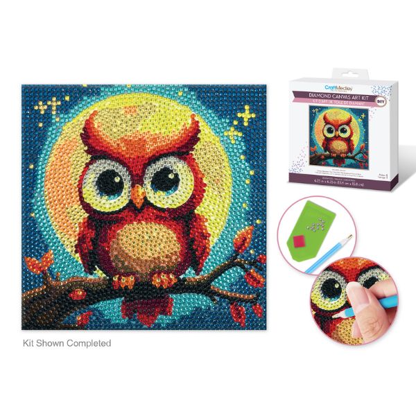 Broderie de diamant (Diamond painting) rond 6,5 po Hibou