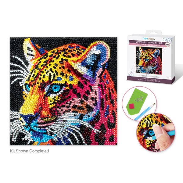 Broderie de diamant (Diamond painting) rond 6,5 po Léopard