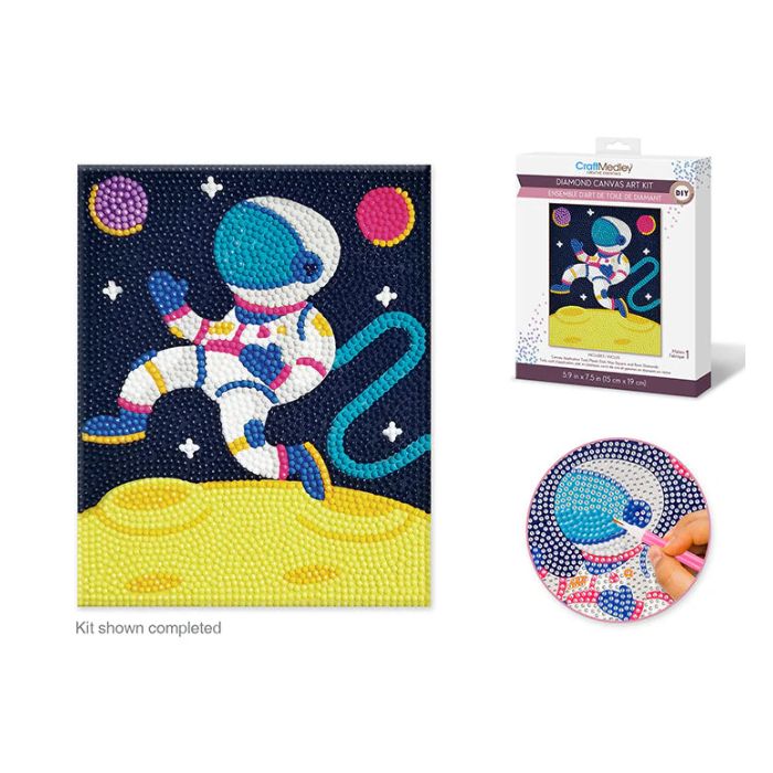 Broderie de diamant (Diamond Painting) 6 po x 7,5 po astronaute