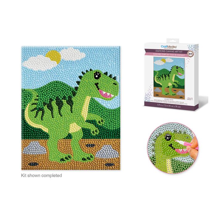 Broderie de diamant (Diamond Painting) 6 po x 7,5 po dinosaure t-rex