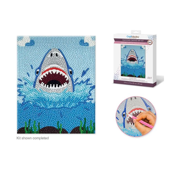 Broderie de diamant (Diamond Painting) 6 po x 7,5 po requin