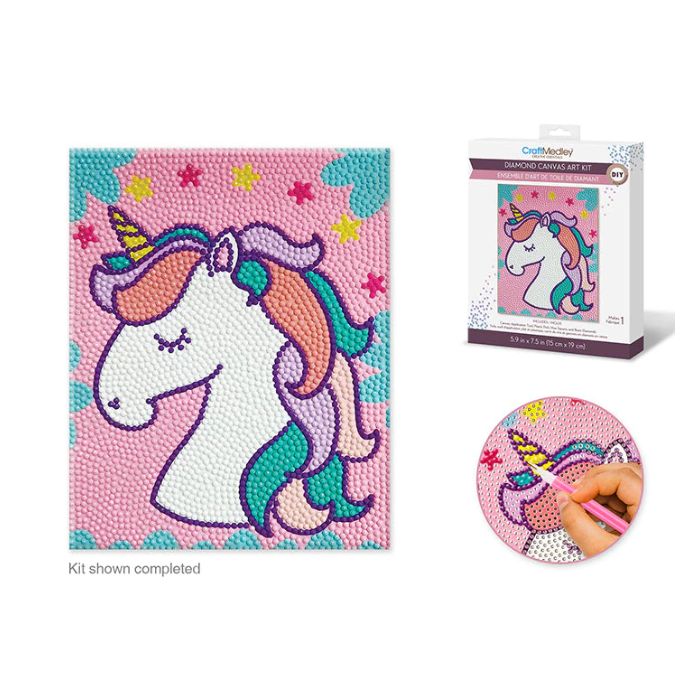 Broderie de diamant (Diamond Painting) 6 po x 7,5 po licorne