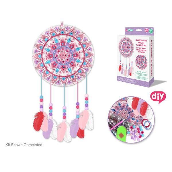 Capteur de rêve à fabriquer en broderie de diamant (Diamond painting) Mandala Teintes de rose (8 ans et +)