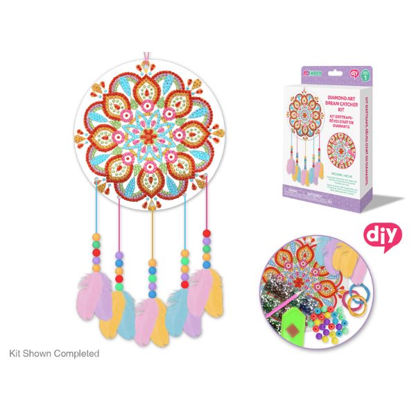 Capteur de rêve à fabriquer en Broderie de diamant (Diamond painting) Mandala Pastel (8 ans et +)