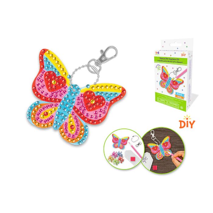 Porte-clés broderie de diamant papillon
