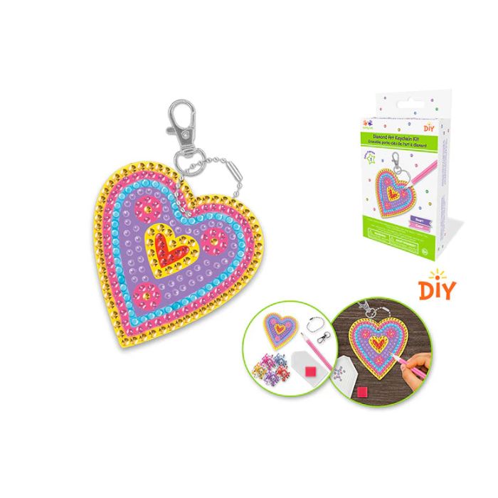 Porte-clés broderie de diamant coeur
