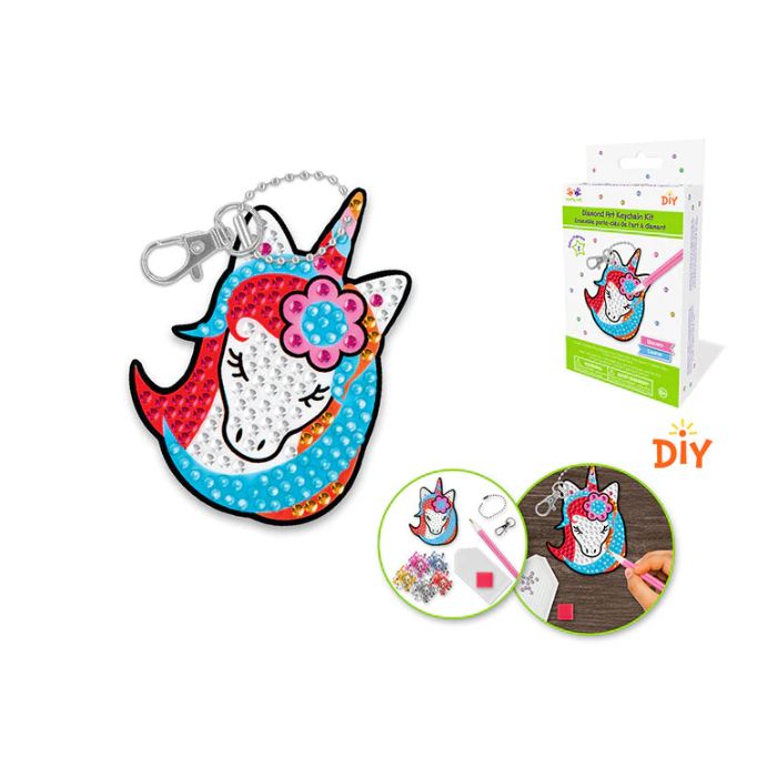 Porte-clés broderie de diamant licorne