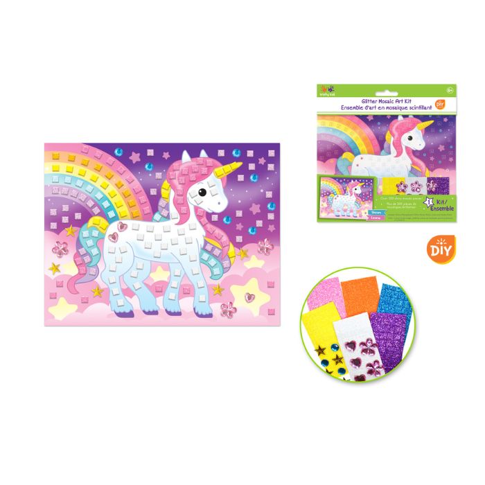 Ensemble d'art en mosaïque scintillant licorne
