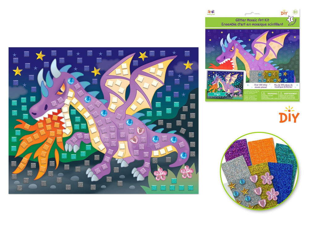 Ensemble d'art en mosaïque scintillant dragon