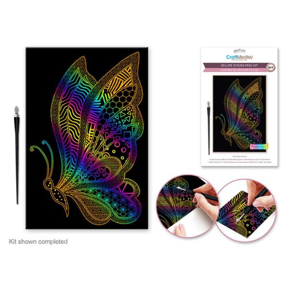 Dessin à gratter Deluxe Papillon