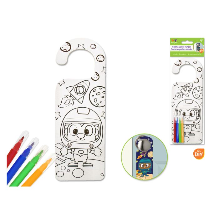 Accroche Porte à colorier avec 4 marqueurs cosmos