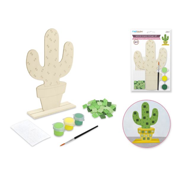 Ensemble de mosaïque en bois à peindre cactus