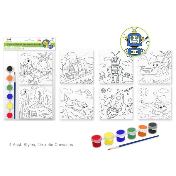 Toile à peindre 4 po x 4 po récréation (paquet de 2)