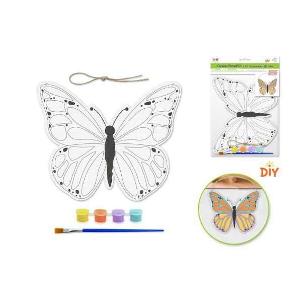 Ensemble de toile imprimée 5,6 po x 9 po à peindre en forme de papillon et peinture