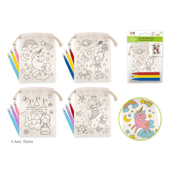 Ensemble de sac en toile à colorier avec 3 marqueurs
