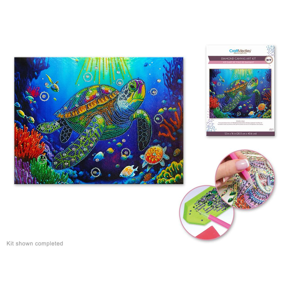 Broderie de diamant (Diamond Painting) 12 po x 16 po tortue
