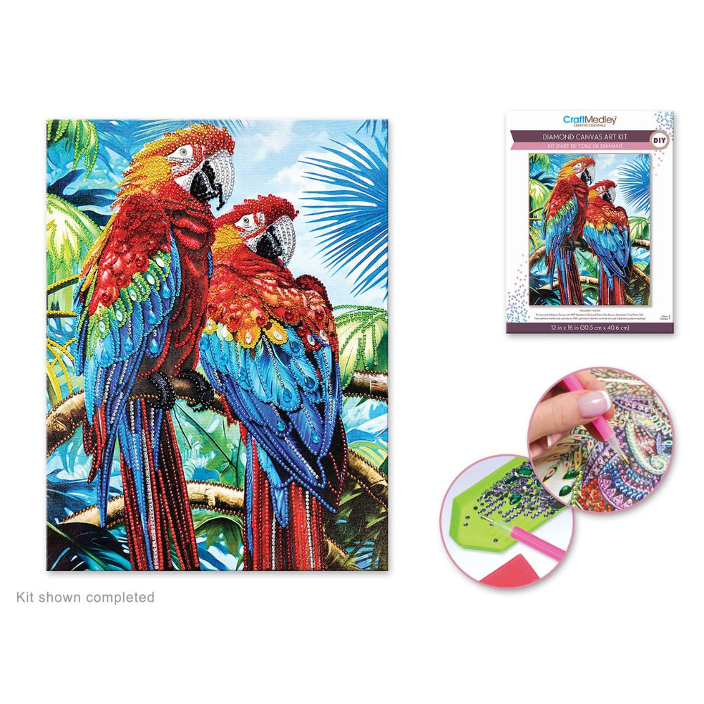 Broderie de diamant (Diamond Painting) 12 po x 16 po perroquet