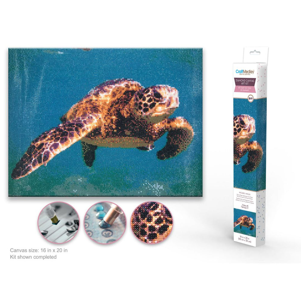 Broderie de diamant (Diamond Painting) 16 po x 20 po tortue de mer