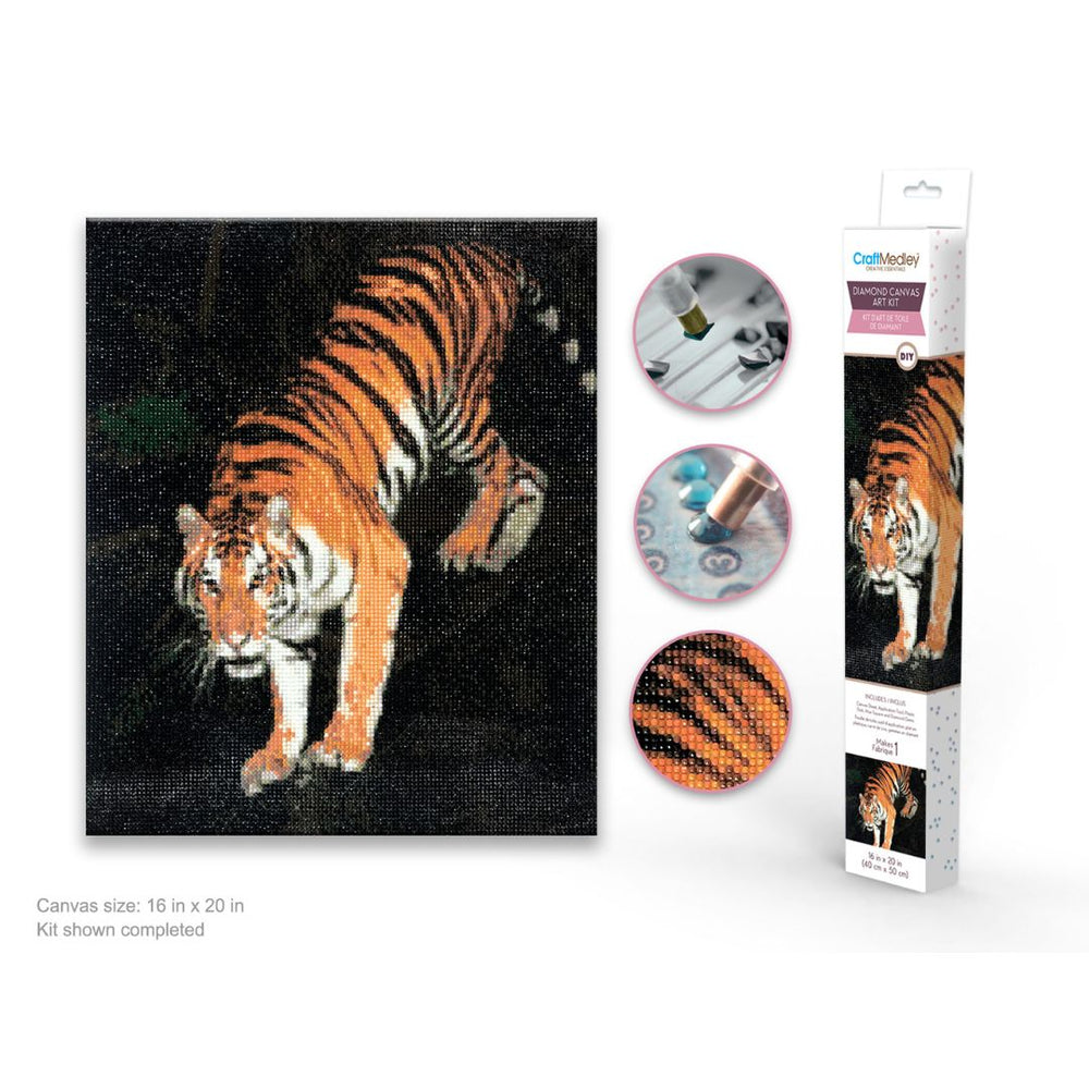 Broderie de diamant (Diamond Painting) 16 po x 20 po tigre du Bengale
