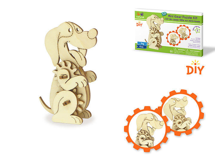 Ensemble de casse-tête 3D à engrenage mécanique en bois chien