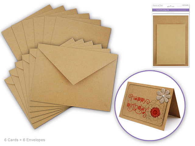 Carte avec enveloppe 4,5 po x 6 po kraft (paquet de 6)