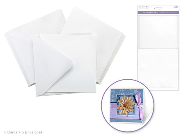 Carte avec enveloppe 5,5 po x 5,5 po blanc (paquet de 6)