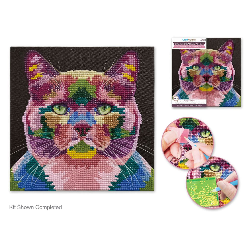 Broderie de diamant (Diamond Painting) 8 po x 8 po chat