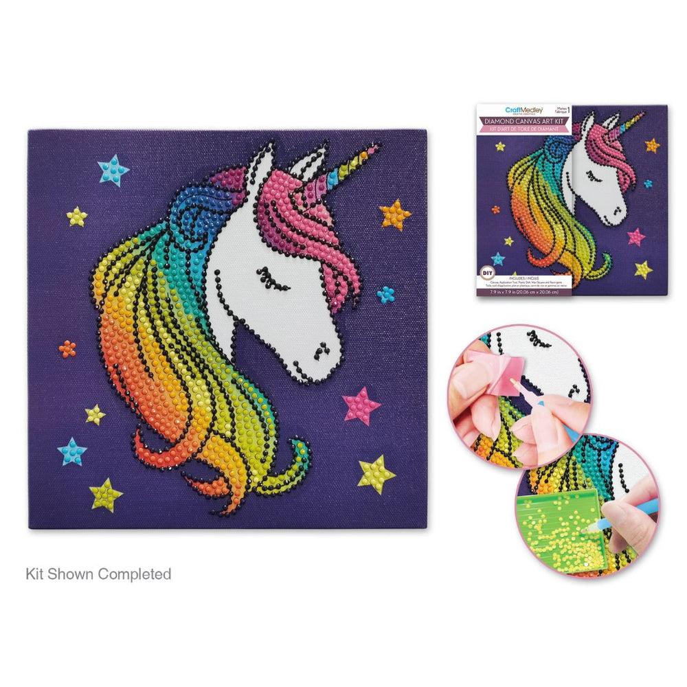 Broderie de diamant (Diamond Painting) 8 po x 8 po licorne