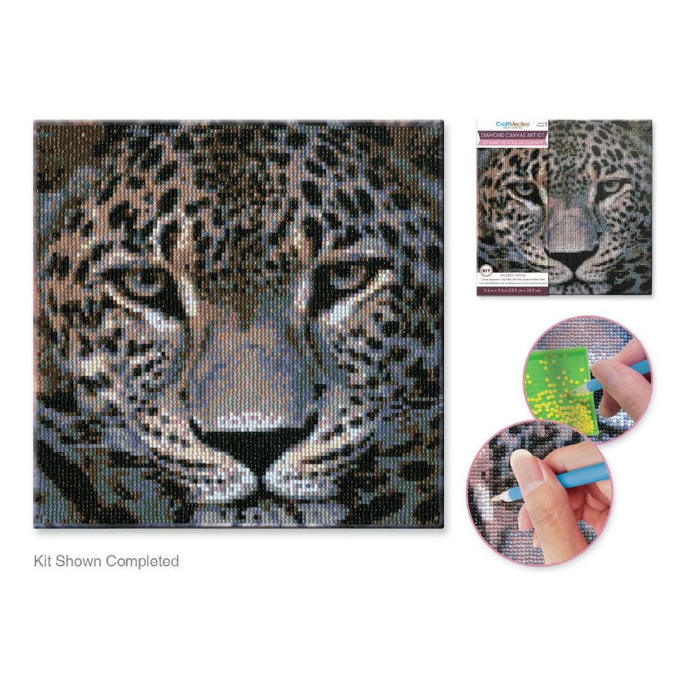 Broderie de diamant (Diamond Painting) 11 po x 11 po léopard