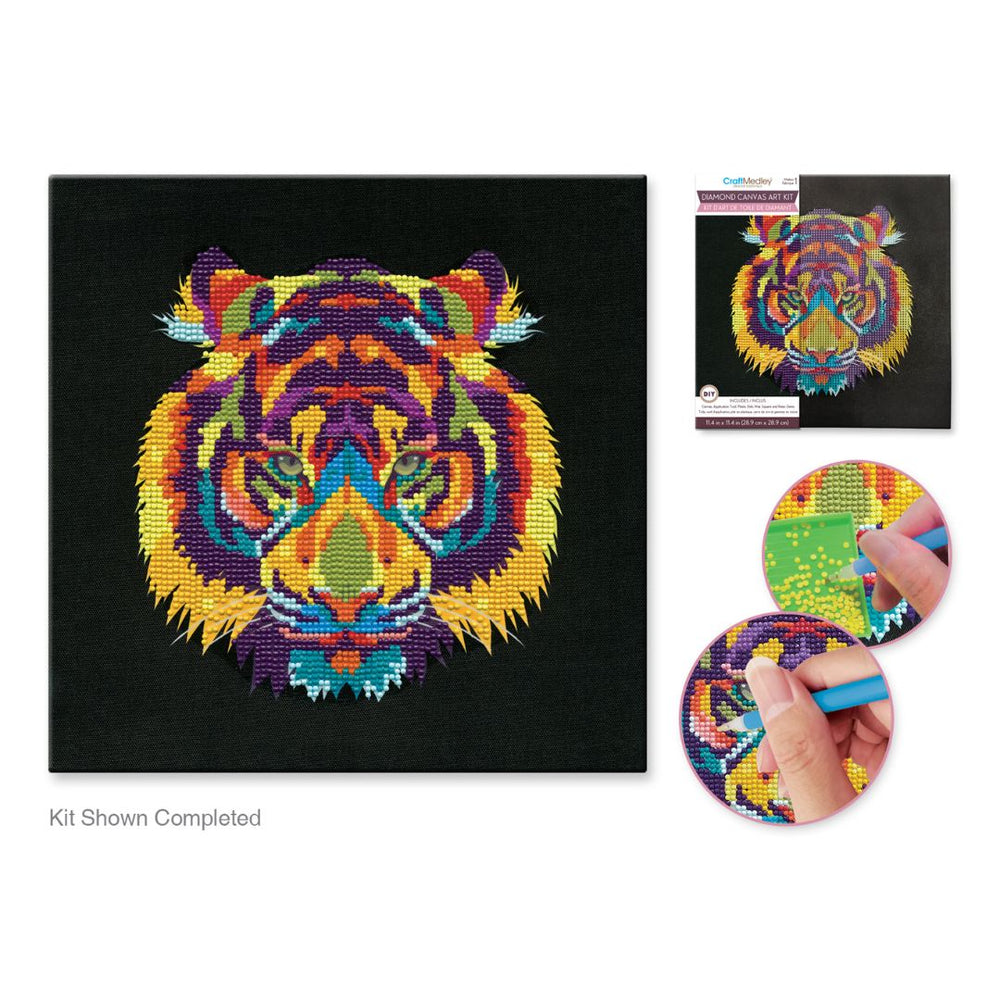 Broderie de diamant (Diamond Painting) 11 po x 11 po tigre
