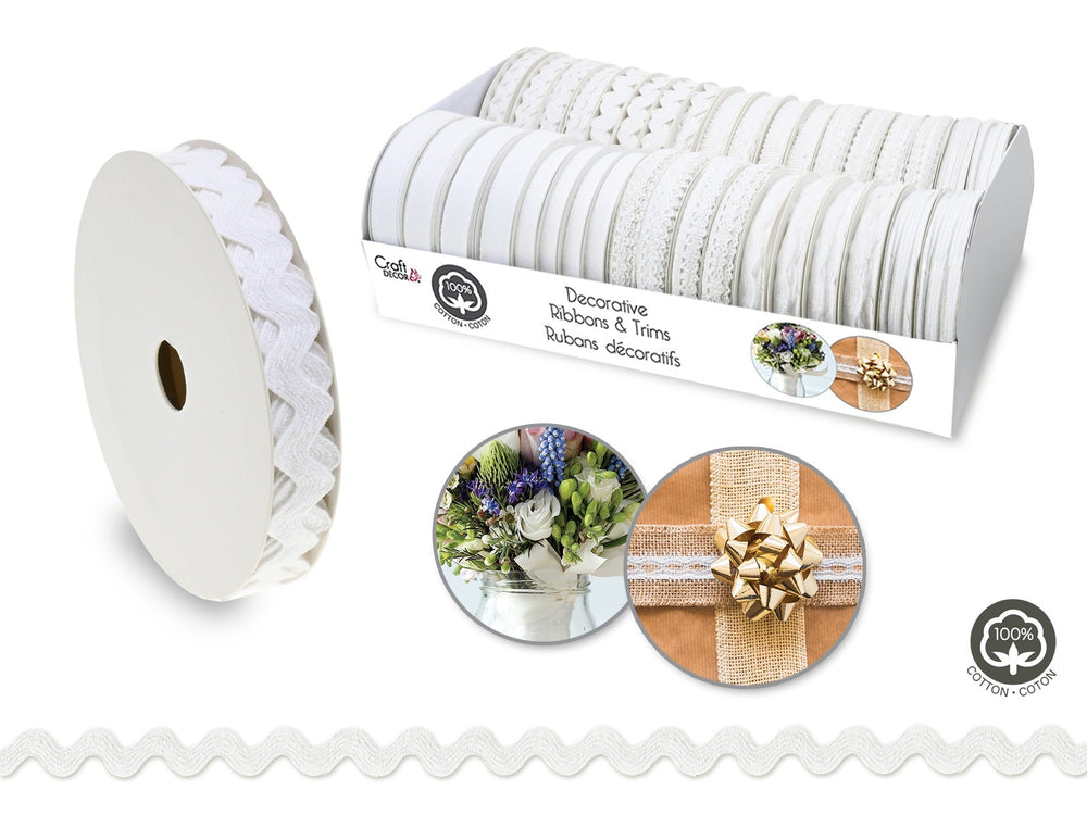 Ruban décoratif 9 pi blanc